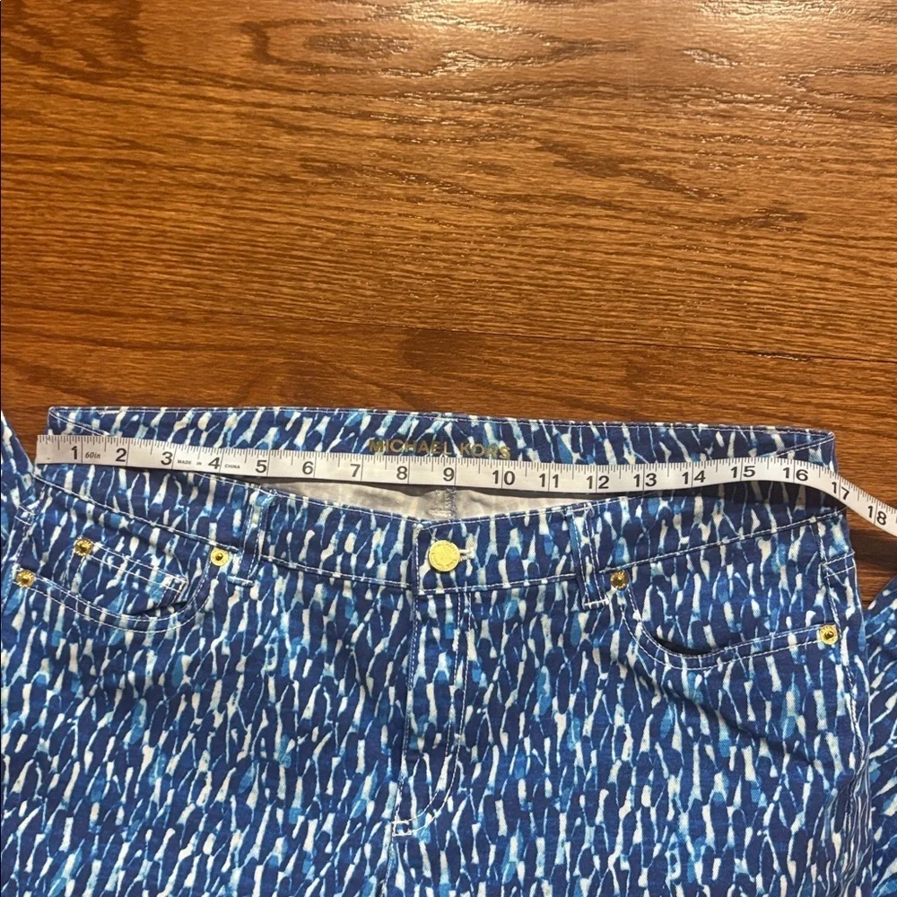 Michael Kors women’s Blue white Patterned skinny ankle Jeans cotton spandex 12